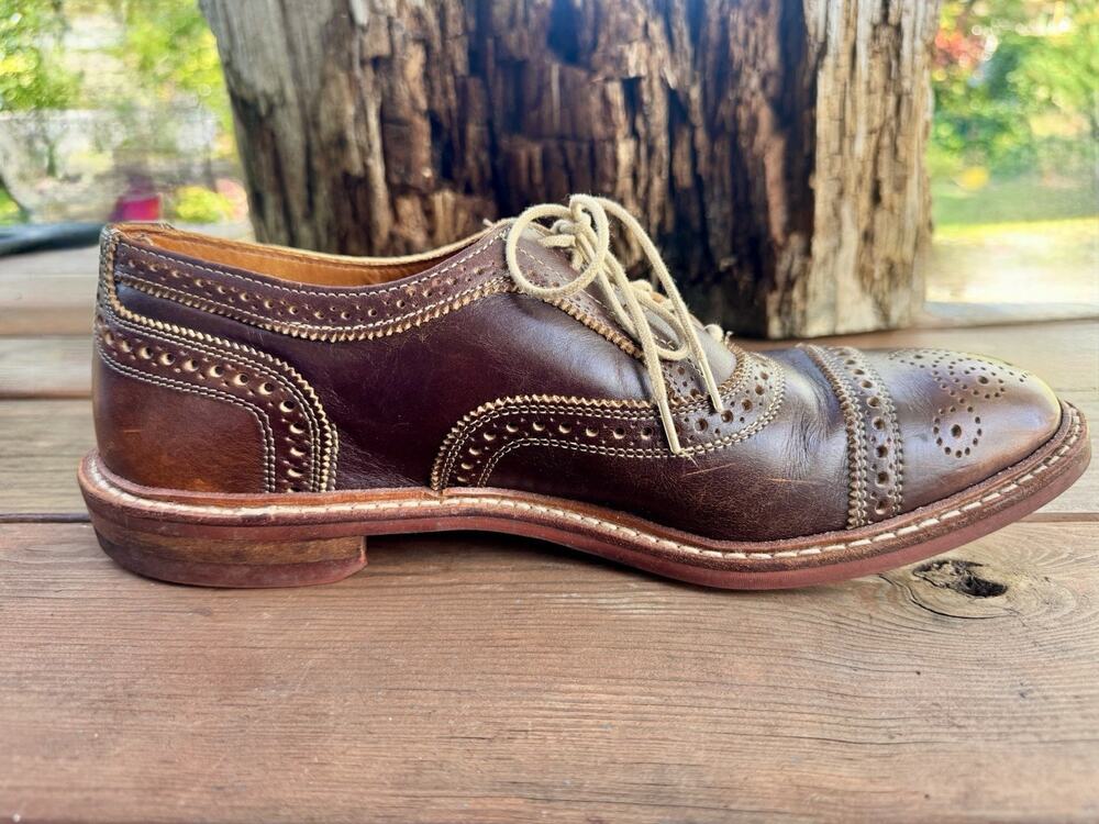 Allen Edmonds Strandmok Leather Oxford Shoes Mens 10 D Dainite Wingtip Brogue
